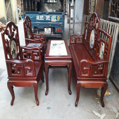 Bàn Ghế Móc Mỏ Gỗ Gụ Mặt Đá