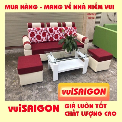 Ghế sofa nệm mút băng 1m8 bền đẹp hiện đại, tặng 1 bàn và 1 ghế đôn sang trọng phù hợp mọi gia đình Việt