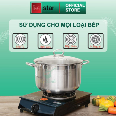Nồi inox 430 cao cấp Fivestar 3 đáy từ ( 18cm/ 24cm / 26cm / 28cm ) , dùng được mọi bếp