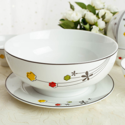 Bộ đồ ăn 8 thứ hoa A04 cao cấp sứ Long Phương họa tiết hoa Cẩm Vi