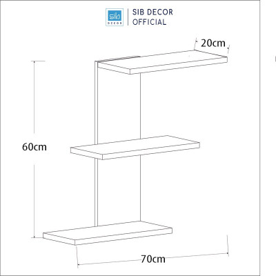 Kệ Gỗ Trang Trí Treo Tường 3 Tầng Cách Điệu SIB Decor KT511