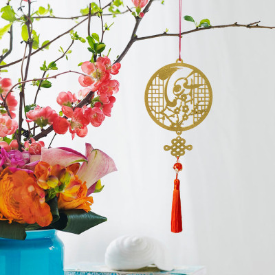 Combo 12V - Bộ 12 dây treo trang trí tết Khai Lộc Hoàng Kim màu Vàng,handmade,chất liệu gỗ, kim loại cắt CNC hoa văn sắc sảo, treo cành mai, đào, lan, quà tặng độc đáo ý nghĩa