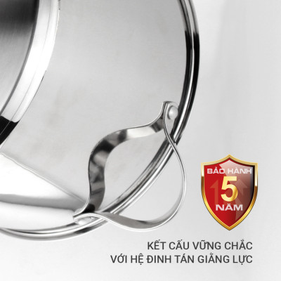 Nồi luộc gà inox 304 cao cấp 5 đáy Kalpen Lermat dung tích 12L/15L, bảo hành 5 năm chuẩn Đức