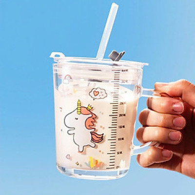 Cốc chia vạch thủy tinh 400ml tiện lợi cho các mẹ căn chỉnh mực nước và sữa hàng ngày 