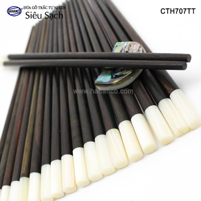 Đũa gỗ Trắc đầu ốc xà cừ trắng (Hộp 10 Đôi tròn) CTH707TT - Tặng kèm hộp đẹp làm quà tặng