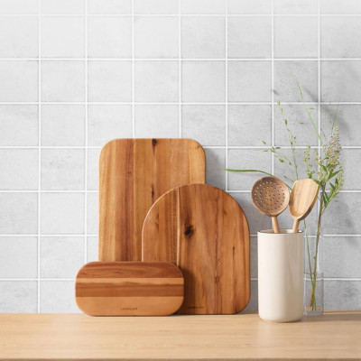 Bộ 3 Thớt Gỗ Acacia Kèm Giá Đỡ LocknLock CKD075S4 (hàng chính hãng)