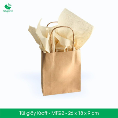MTG2 MTG2T - 26x18x9 cm - Combo 25 túi giấy Kraft Nhật cao cấp