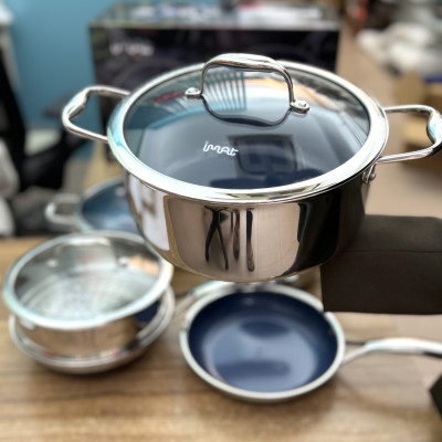 Bộ Nồi Chảo iMat Hybrid Lòng Xanh