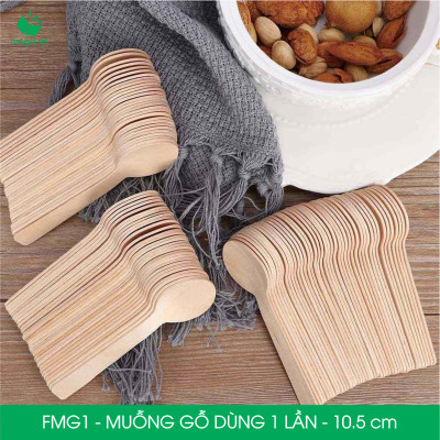 FMG1 - Combo 500 Muỗng gỗ ngắn 10.5 cm dùng 1 lần - Thìa gỗ ngắn dùng 1 lần tiện lợi thân thiện môi trường