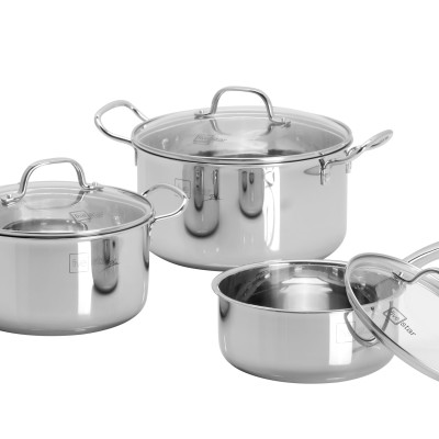 Bộ nồi inox 304 đáy từ 3 lớp liền khối cao cấp Fivestar Plus FPB3002 nắp kính , dùng được mọi bếp , tặng 1 vá canh