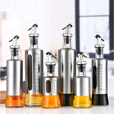 Bình Rót Gia Vị Dầu Ăn, Nước Mắm – Chai Thủy Tinh  200ML Bọc Inox Sang Trọng