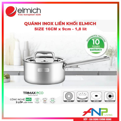 Bộ Nồi INOX 3 Lớp Liền Khối Elmich Trimax ECO EL-8005 (Bộ 3 Nồi Size 18, 20, 26cm & Quánh Size 16cm) - HÀNG CHÍNH HÃNG