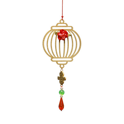 Bộ 12 dây phụ kiện handmade treo Tết trang trí cây mai đào, mix màu vàng đỏ MIX12