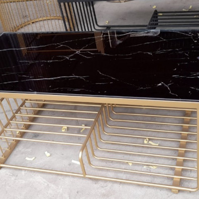 Bàn trà kim loại mặt kính Juno Sofa 50 x 100x 45 cm