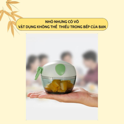 Máy Xay Mini Đa Năng 3 Lưỡi Dao Hình Con Heo - Máy Xay Tỏi Ớt Đa Năng Tiện Lợi Dây Rút Dung Tích 180ml