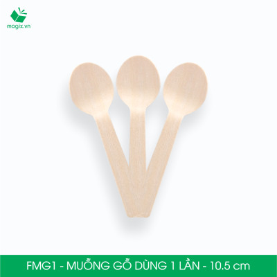 FMG1 - Combo 200 Muỗng gỗ ngắn 10.5 cm dùng 1 lần - Thìa gỗ ngắn dùng 1 lần tiện lợi thân thiện môi trường