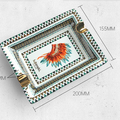 Gạt Tàn Xì Ga 2 Điếu YJA-20016 Bằng Sứ Cao Cấp Họa Tiết Thổ Dân Cực Kỳ Đẹp Độc Lạ