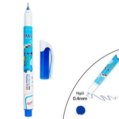 Bút Lông Kim Dino 0.4 mm - Smart Kids FL03 - Mực Xanh