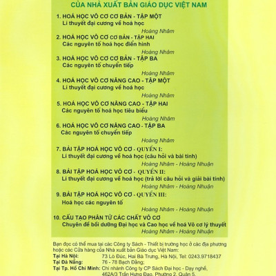 Bài Tập Hóa Học Vô Cơ - Quyển I - Lý Thuyết Đại Cương Về Hóa Học (Tái bản năm 2020)