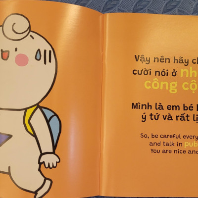 Sách Ehon Miu Bé Nhỏ Phần 4 Song Ngữ - Miu Bé Nhỏ Đừng Nói Oang Oang Nơi Công Cộng Nhé