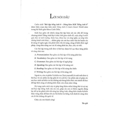 Sách - Bài Tập Tiếng Anh Lớp 8 - Không Đáp Án - Bám Sát SGK Cánh Diều I-Learn Smart World - Hồng Ân