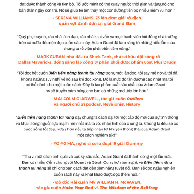 BIẾN TIỀM NĂNG THÀNH TÀI NĂNG - Adam Grant - Vũ Lập Nhật dịch - First News