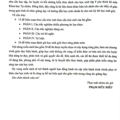 Sách - 39 Đề Thi Học Sinh Giỏi Khoa Học Tự Nhiên Lớp 9 (Biên Soạn Theo Cấu Trúc Mới - Dùng Chung Cho Các Bộ SGK Hiện Hành)