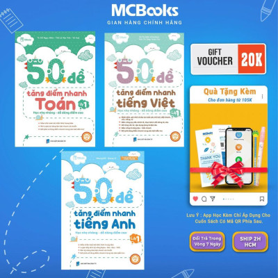 Sách - 50 Đề Tăng Điểm Nhanh Tiếng Việt, Toán, Tiếng Anh - Lớp 1 - MCBooks