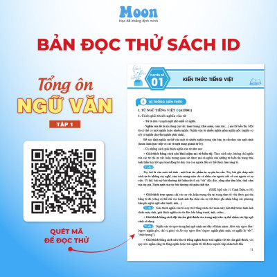 Sách ID Tổng ôn ngữ văn lớp 12 Moonbook, ôn thi thpt quốc gia 2024