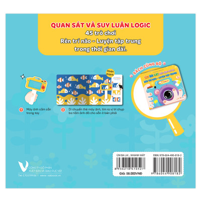 Sách - Úm Ba La! Máy ảnh mở ra! RÈN TRÍ NÃO - LUYỆN TẠP TRUNG - Nhanh mắt - Sách tương tác - Dành cho trẻ 3+