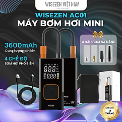 WISEZEN Bơm hơi di động – Sử dụng đa năng, bơm nhanh trong 3 phút, giám sát áp suất lốp an toàn.