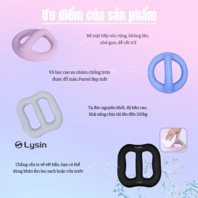 Lysin - quả tạ nữ, tạ ấm, tạ bình vôi khối lượng 1.25kg 2.5kg 4.5kg bằng sắt bọc cao su nhám chống trượt thiết kế hình tròn có tay cầm giữa gọn nhẹ kiểu dáng độc đáo rèn luyện sức khỏe, tập luyện đẹp dáng tạ tay tập cơ tay.