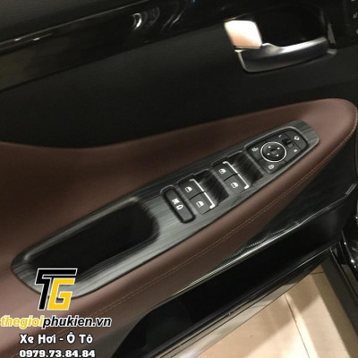 Ốp nội thất vân gỗ cho Hyundai Santafe 2019 Cao cấp - gỗ đen