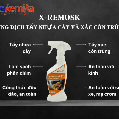 NƯỚC LÀM SẠCH NHỰA CÂY & XÁC CÔN TRÙNG BÁM TRÊN THÂN XE Ô TÔ X-REMOSK 600ML THƯƠNG HIỆU EKOKEMIKA