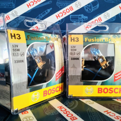 Bóng Đèn Tăng Sáng Bosch H3 12V 55W Fusion Bright 3300K (Hộp 2 Bóng)