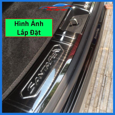 Ốp chống trầy cốp Santafe 2019-2020-2021-2022 thép không gỉ vân titan bảo vệ xe chống va đập