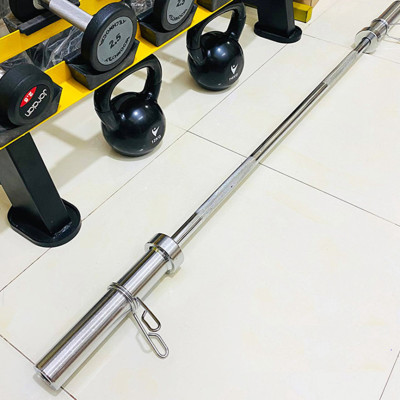 Đòn Tạ Dài 2m2 Inox Phi 50 (Nặng 20kg) Nhập Khẩu Đại Nam Sport + Kèm 2 Khóa Tạ