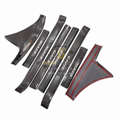 Bộ Ốp bậc cửa, Nẹp bước chân dành cho Honda Civic 2016-2019 vân Carbon