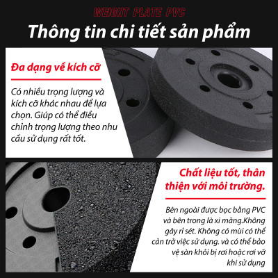 BG Bánh Tạ Nhựa 1.5kg Đặc Ruột - Tạ Miếng Nhựa - Sẵn Kho Giao Liền