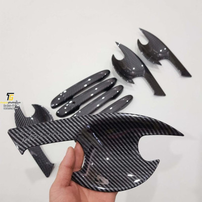 Bộ ốp tay nắm cửa, hõm cửa xe Mazda 3 2015-2019 vân Carbon