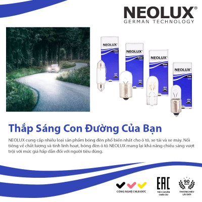 Combo 10 Bóng Đèn Soi Biển Số Chân Cài OSRAM NEOLUX Lắp Đèn Định Vị, Đèn Trần, Đèn Đồng Hồ Xe Ô Tô Xe Máy - Nhập Khẩu Chính Hãng