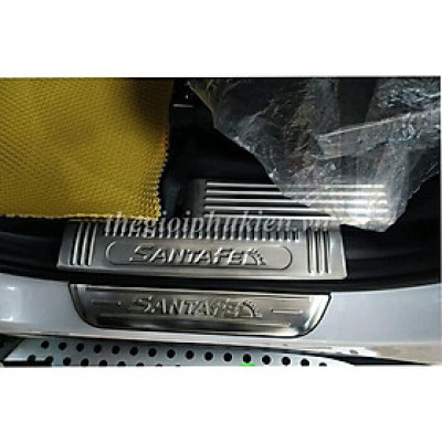 Bộ Ốp bậc, Nẹp bước chân dành cho Hyundai Santafe 2019 – Mẫu INOX