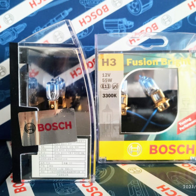 Bóng Đèn Tăng Sáng Bosch H3 12V 55W Fusion Bright 3300K (Hộp 2 Bóng)