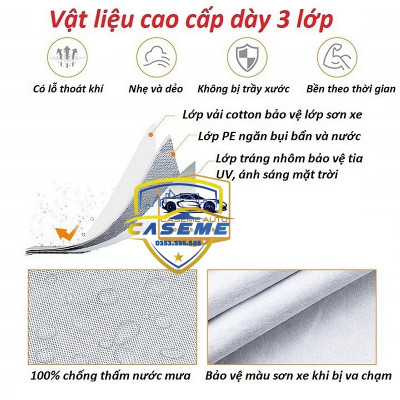 [KIA] Bạt Phủ Xe Ô Tô 3 Lớp Tráng Nhôm Cao Cấp – Chống Nóng, Chống Thấm, Chống Bụi | Hàng Chính Hãng