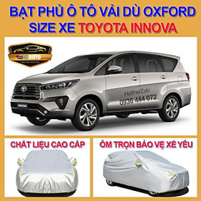 Bạt trùm xe ô tô 7 chỗ innova vải dù oxford cao cấp , áo bạt phủ trùm che kín che nắng, che mưa