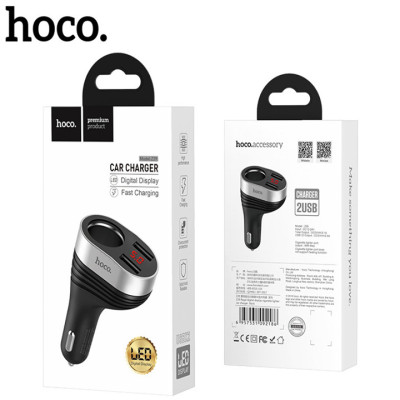 Bộ chia tẩu sạc dùng cho ô tô, xe hơi nhãn hiệu Hoco Z29,  Đầu vào: DC12 - 24V, Đầu ra: USB1/2DC5V/2.4A,ổng đầu ra 2 cổng USB: DV5V/3.1A Max ,  Đầu ra 2 lỗ tẩu sạc: 96W Max , Hàng nhập khẩu