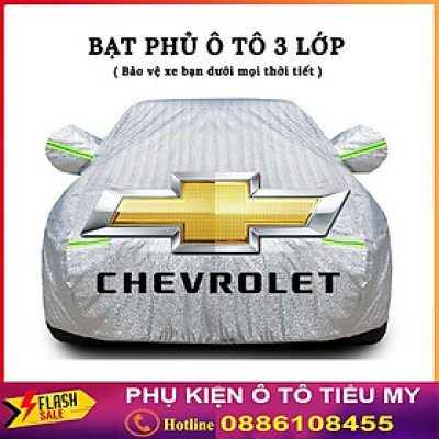 Bạt Phủ Xe Ô Tô Chevrolet Spark, Colorado, Trailblazer, Aveo, Cruze - Chất Liệu Bạt Tráng Nhôm 3 Lớp