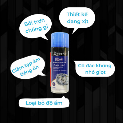Chai xịt dưỡng sên, bôi trơn xích xe máy chống văng, chống rỉ sét BX5 (450 ml) Chain Lube - Hàng Chính Hãng O