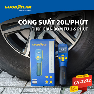 Máy Bơm Lốp Xe GOODYEAR GY-2222 Cầm Tay Nhỏ Gọn Không Dây Tích Điện - Nhập Khẩu Chính Hãng
