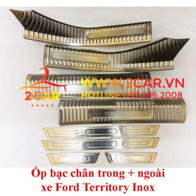 Ốp bậc cửa, Nẹp bước chân trong ngoài xe Ford Territory 2022 2023 INOX cao cấp